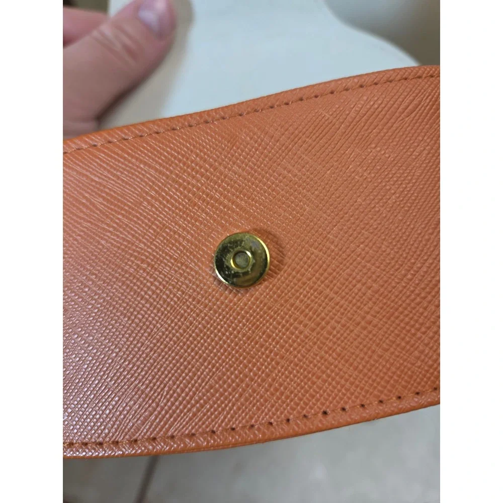 Tory‎ Burch Orange Saffiano Leather Sunglasses Case Hard Shell Gold Logo